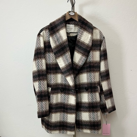 Avec Les Filles Plaid Shawl Collar Jacket Coat NWT - Picture 5 of 12